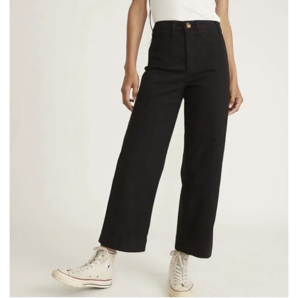 Marine Layer Bridget Wide Leg Crop Pants in Black size 6‎